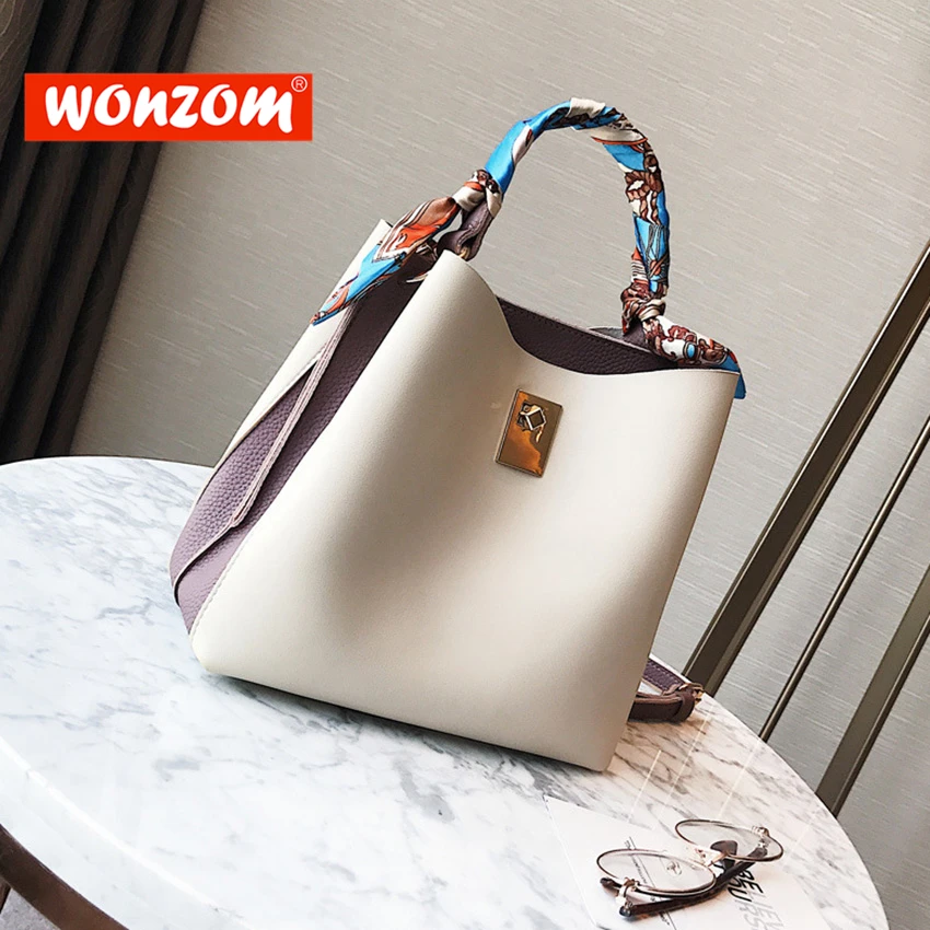 

WONZOM Nwe Women Shoulder Message Bag Crossbody High Quality Leather Handbags Ladies Bucket Casual Women Tote Shoulder Handbag