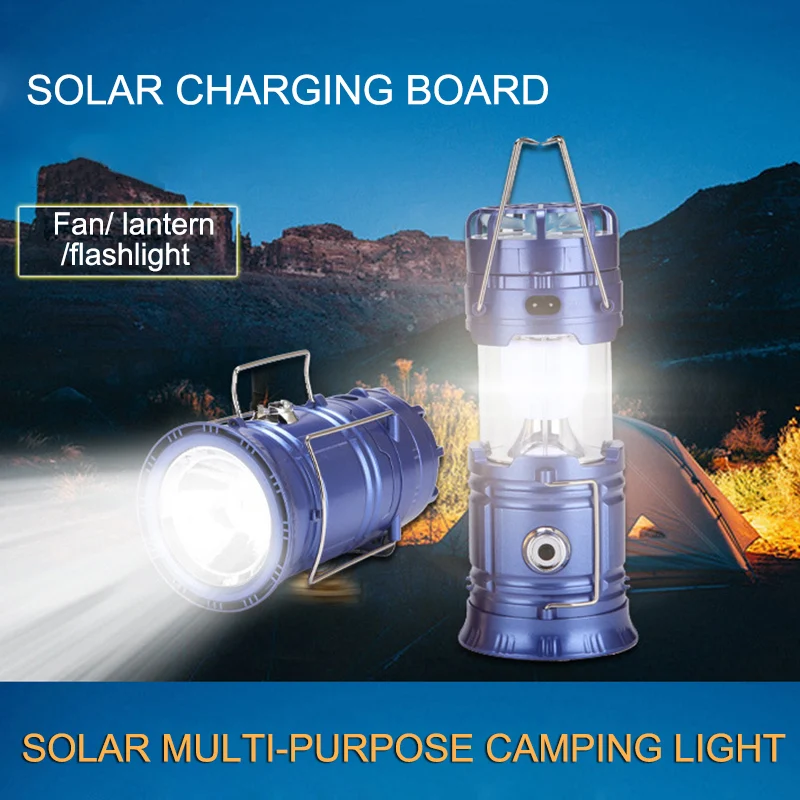 

Hot Multi-function Solar Flashlight with Mini Fan Rechargeable LED Camping Light Table Lamp Flashlight MAL999