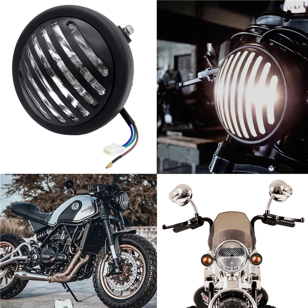 

Motorbike Universal Headlight Scooter Motorcycle Modification Head Light with Motor Moto Retro Headlamp Front Light Round Lamp