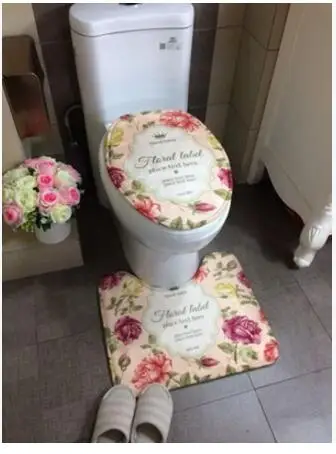 Европейский стиль мультфильм туалет коврик П-образный ковер Цветочный Коврик для ванной нескользящие водопоглощение машинная стирка