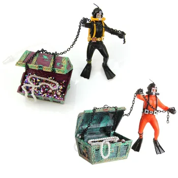 

Novelty Hunter & Treasure Chest Figure Action Aquarium Fish Tank Ornament Aquarium Landscape Fish Aquatic Accessories Decoration