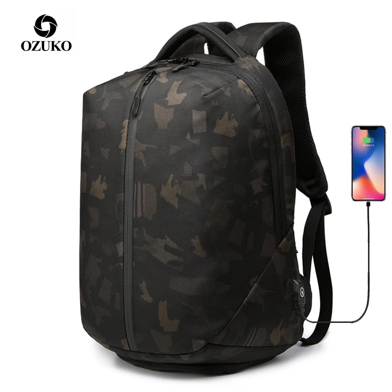 

OZUKO Anti Theft Laptop Backpack USB Charging School Bag Men 15.6 Waterproof Backpacks for Teenage Fashion Male Mochila Travel