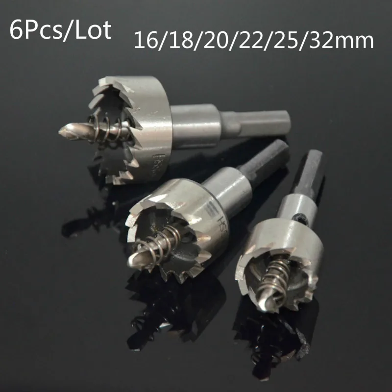 

6pcs 16-32mm Steel Carbide Tipped Drill Bit Set Metal Hole Saw Alloy Cutter Wood Metal Drilling Top Quality
