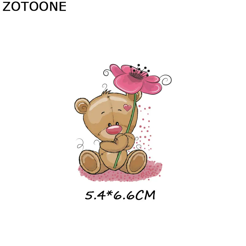 ZOTOONE Детская DIY нашивка милый медведь железные на ткани нашивки железная переводная Наклейка виниловая термопечать футболка Аппликация Украшение G - Цвет: ZT1093