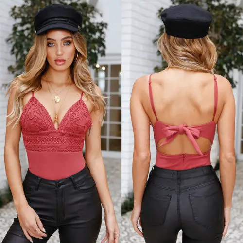 red bodysuit spaghetti strap
