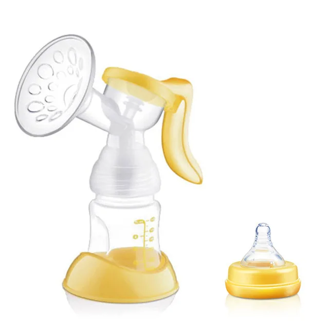 Manual Breast Feeding Pump Original Manual Breast Milk Silicon PP BPA Free+ Milk Nipple Strong Attraction Pump Bottles TY0382 - Цвет: yellow