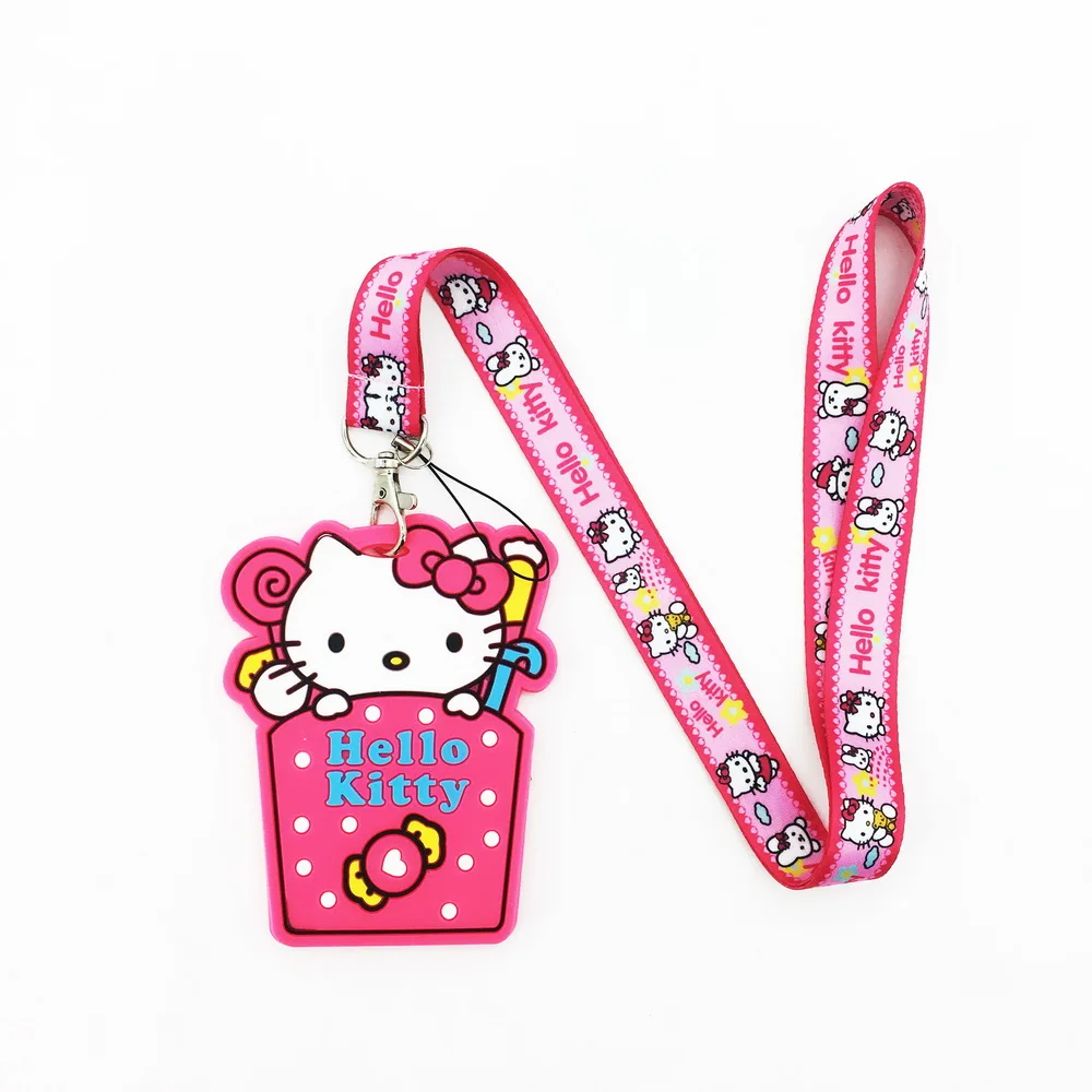 

Cute cat Soft Glu Card Holders Bank Card Neck Strap Card Bus ID Holders Lanyard Cute Keychain