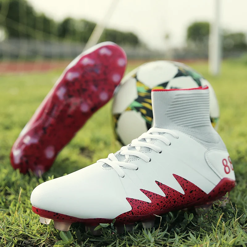 

Hot !!! Sale New Men Soccer Shoes Spike Professional High Ankle Superfly Sneakers Outdoor Lawn Cleats Sport Training Boots