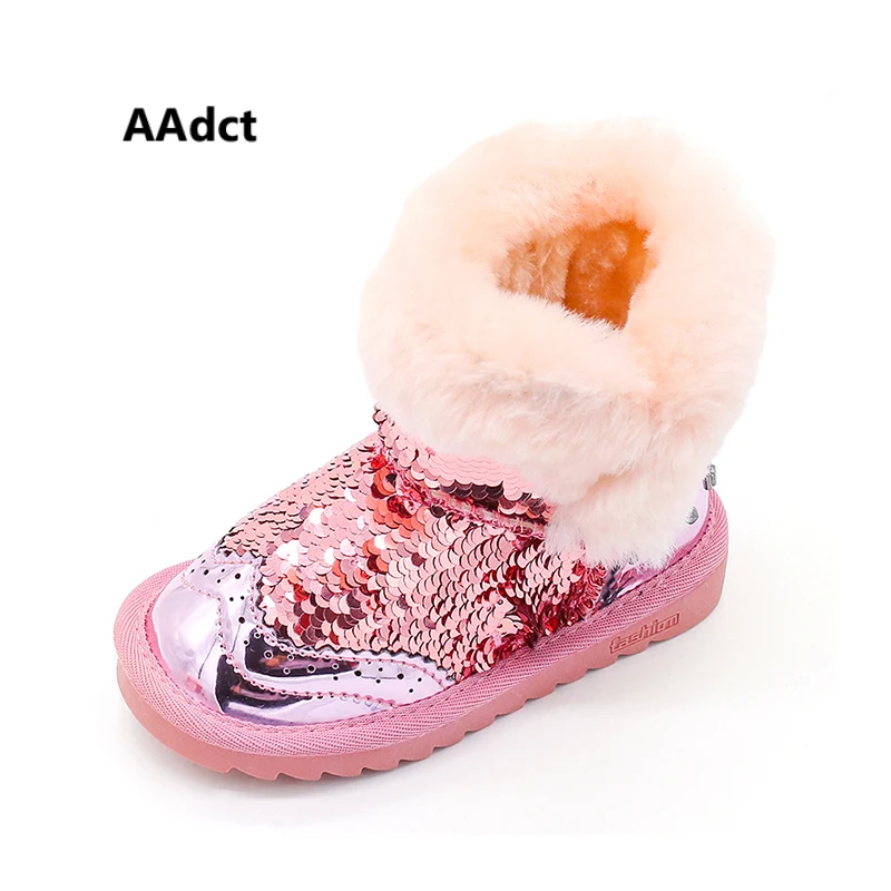 

AAdct cotton warm snow baby boots New fashion sequined boots for glitter little girls 2018 Winter shinning little kids boots