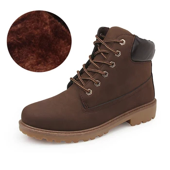 

Winter Mens Boots Plus Velvet Snow Ankle Boots Outdoor Anti-slip Booties British Martin Shoes Large Size Black Zapatos De Hombre
