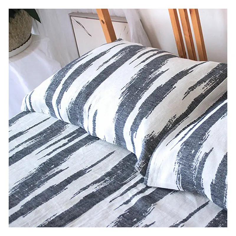

3pcs High Quality Jacquard Heavy Linen flat sheet Linen pillow towel linen bedding 3 color