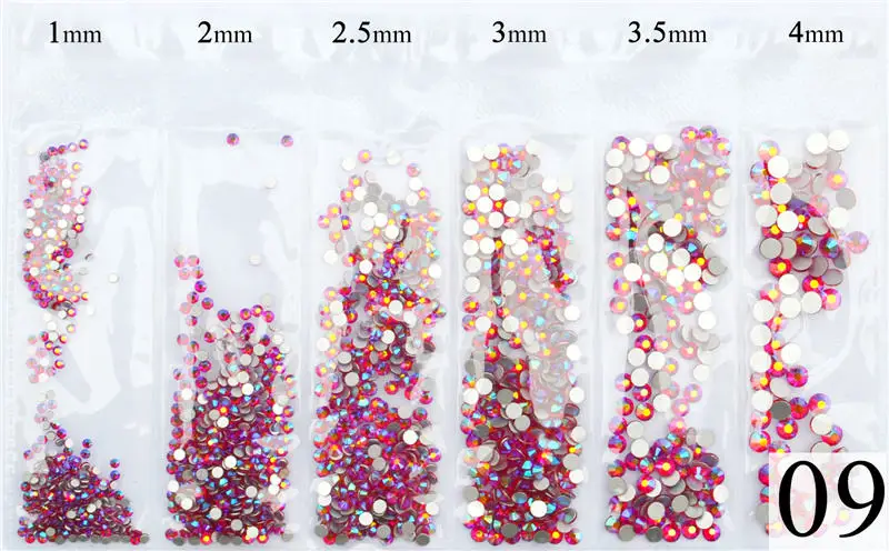 FWC 1440 шт AB Цветные 3D Блестки для ногтей, стразы смешанного размера с плоской задней поверхностью, набор инструментов для украшения ногтей - Цвет: 080-9
