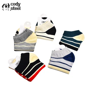 

Cody Steel Patchwork Stripe Socks Casual Woman Breathable Cotton Female Socks Fashion Summer Short Girl Socks 3pairs/lot