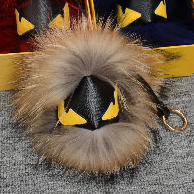 Women s Fur pom pom font b Keychain b font Real Fur font b Keychain b