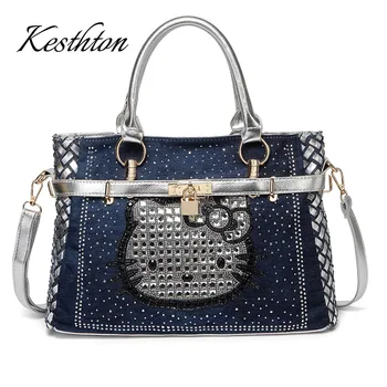 

Japan and South Korea's New Fashion Women's Bag Denim Portable Messenger Bag Woven Handbags Bucket Bag