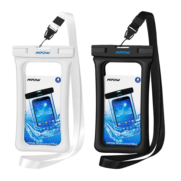 2 шт. IPX8 водонепроницаемый чехол Универсальный Floatable чехол для телефона подводный фотографировать сумки для плавания iPhone X 8 7 6s 6plus - Цвет: White and Black