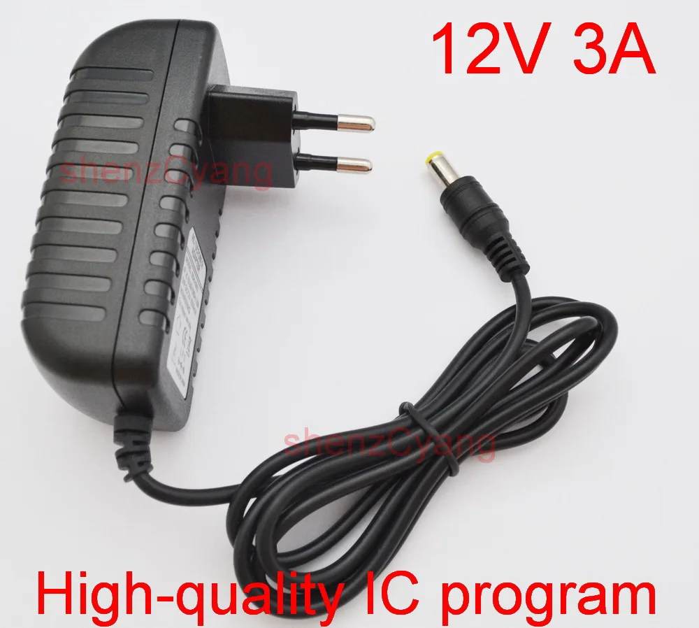 

100PCS 12V3A High quality IC program, 12V 3A Led Power Adapter for 5050/3528 SMDLED Light DC plug 5.5mm x2.1mm-2.5mm EU/US Plug