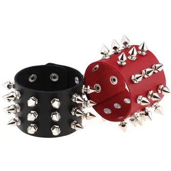 

Gothic Delicate Cuspidal Spikes Rivet Leather Bracelets Punk Bracelet for Women Men