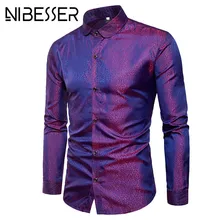 MoneRffi Мужская блестящая парадная Свадебная рубашка весна с длинными рукавами яркие деловые официальные топы Мужские вечерние рубашки для ночного клуба