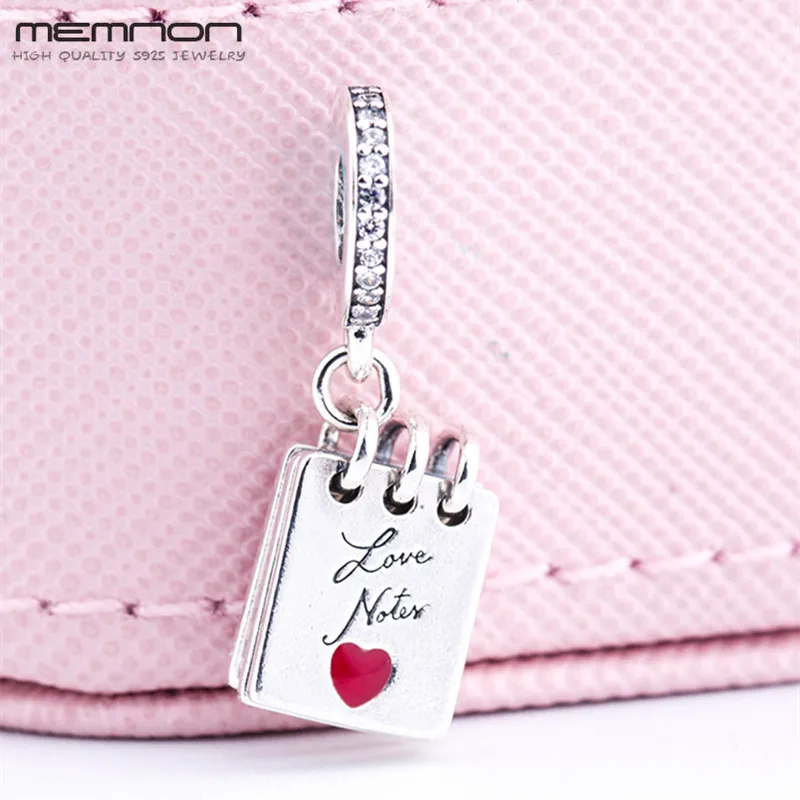 

2019 Valentine's Day Love Notes Hanging Charms 925 sterling silver heart charm fit bead charm Bracelets DIY Jewelry For women