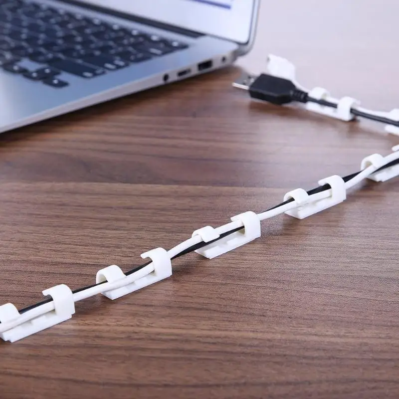 20Pc Cable Cord Wire Line Organizer Clips Fixer Fastener Tidy Holder Desk Wall Organiser Tie