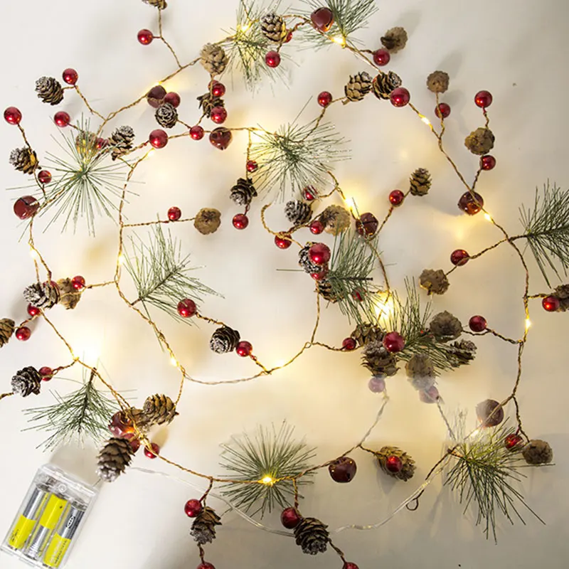 

2M20Leds Fairy String Light Christmas Red Fruits Ball Cedar Copper Garland Light AA Battery Powered Decoration Lamp indoor 45