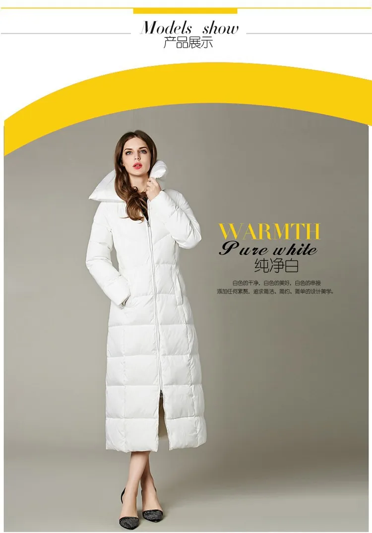 Евро-звезда, Модная парка, зимнее пальто для женщин, толстая длинная белая куртка на гусином пуху, парка для женщин, зимняя теплая куртка CP0141