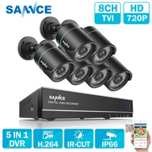 SANNCE 8-канальный выход Onvif поддерживается DVR Водонепроницаемый 720P 1.0MP камера ночного видения CCTV системы наблюдения наборы с 6 Камера s