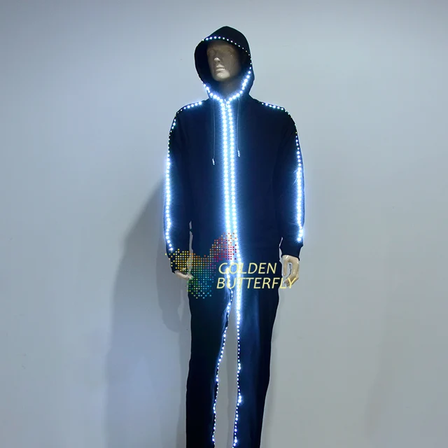 US $380.00 LED performance costume LED light clothing Luminous suit hoodie Sports sweater Hip hop Costume