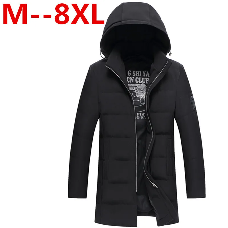 PLUS size 10xl 8xl 6xl 5xl 2017 Mens Winter Parkas Mid Long Smooth Metal Zipper Stand