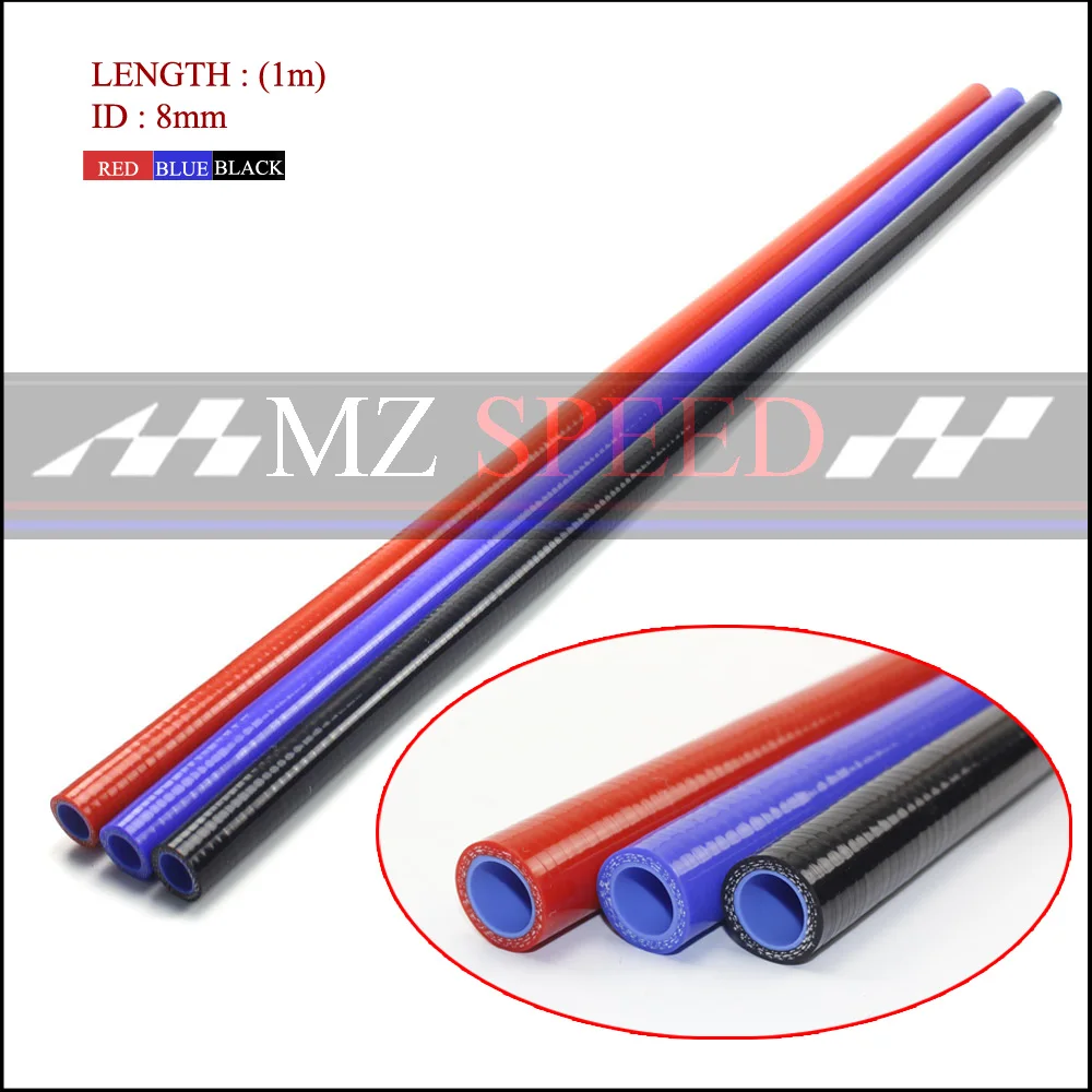 8 мм 3 слоя полиэстер 1 метр силиконовый прямой шланг синий красный силикагелевая трубка для автомобильного двигателя универсальная высокотемпературная труба
