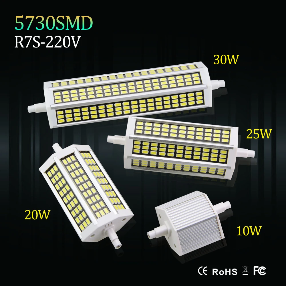 Светодиодный прожектор R7S 10 Вт 20 25 30 78 мм 118 135 189 220 В SMD5730 светодиодный светильник r7s