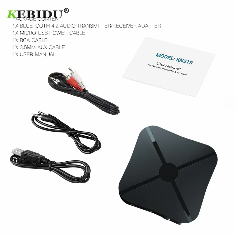 Беспроводной Bluetooth адаптер Kebidu 2 в 1 4 приемник передатчик аудио с 3 5 мм AUX для