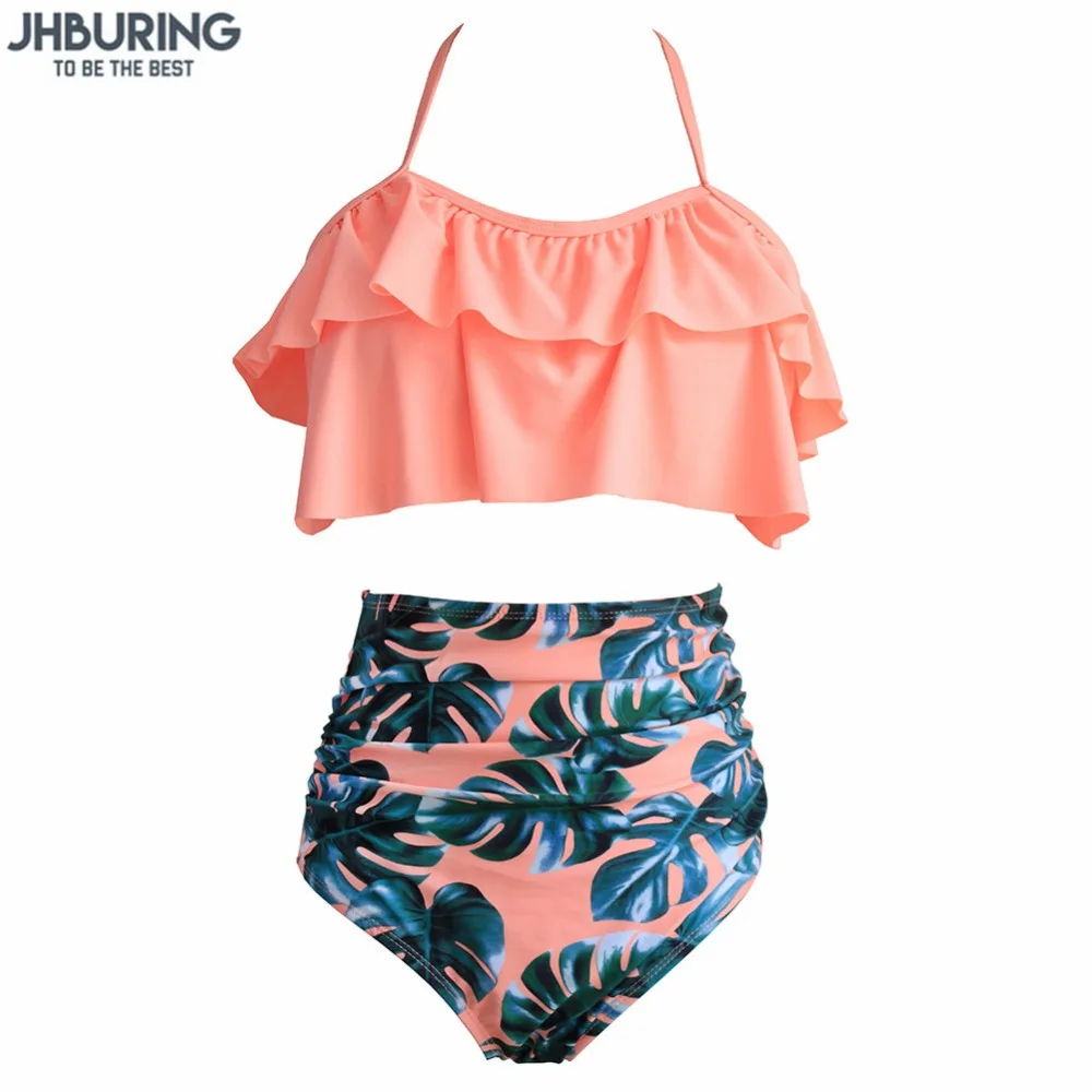 

JHBuring 2018 Bikinis Women Swimwear High Waist Swimsuit Halter Sexy Bikini Set Retro Bathing Suits Plus Size Swimwear