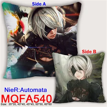 

45X45CM Decorative Pillows Custom NieR Automatas Pillow Cushions yorha 2b Soft Two-Side Printed Pillow for Christmas Gifts GL01