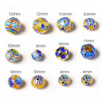 

8mm 12mm 2pcs Cloisonne Beads Wholesale Metal Beads Spacers Pure Brass Loose Beads DIY Accessories Bracelets Craft Making