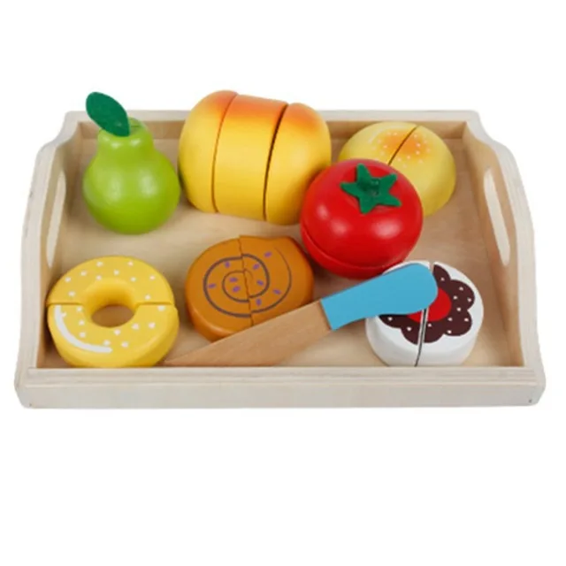 Деревянная кухня игрушка ролевые игры миниатюрная резка фрукты овощи мать сад ребенок Раннее Образование игрушки для детей девочек - Цвет: Fruit G
