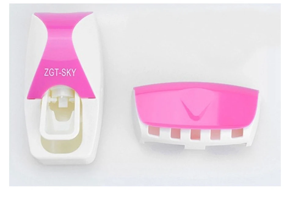 1 компл. 5 цветов автоматический зубная паста диспенсер набор 5 зубная щетка держатель настенное крепление Ванная комната принадлежности туалетные принадлежности - Цвет: B