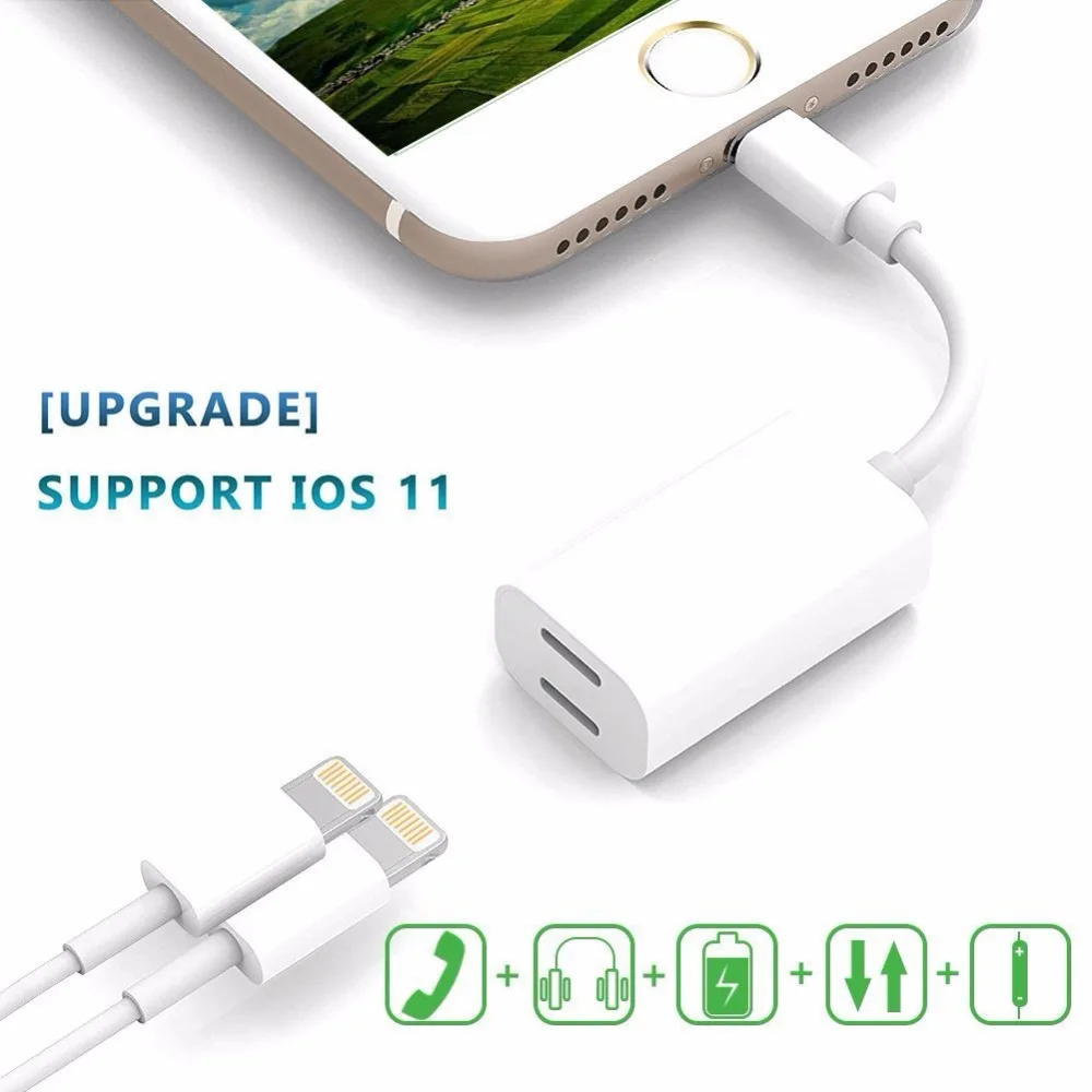 Leadzoe 2 in 1 Adapter For iPhone 7 8 Plus AUX Music Audio Converter Splitter Earphone Headphone Jack Adapter Cable For iPhone7 Leadzoe 2 in 1 Adapter For iPhone 7 8 Plus AUX Music Audio Converter Splitter Earphone Headphone Jack Adapter Cable For iPhone7