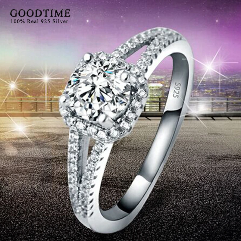 Женское кольцо из серебра 925 пробы с фианитом 2 карата|sterling silver engagement rings|engagement