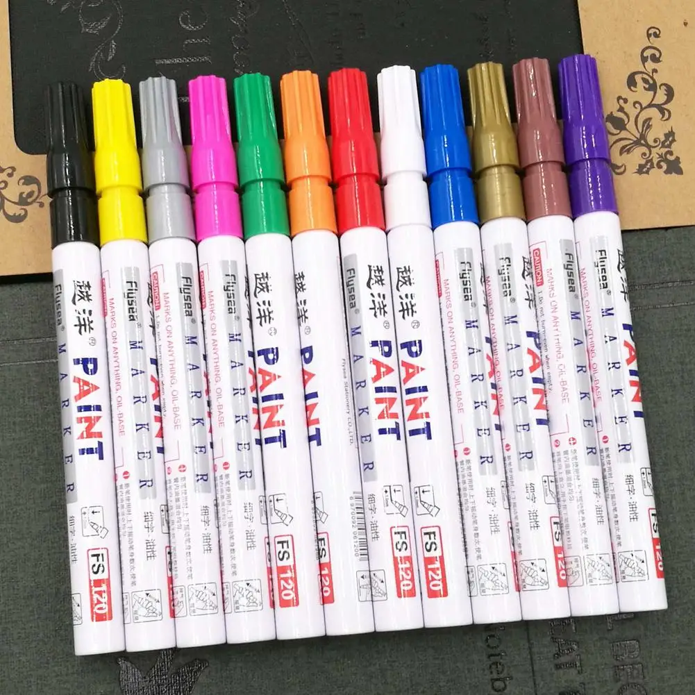 Colorful Car Tire Paint Care Marker Pen Touch Up Graffiti Pen Auto Tyre Tire Tread CD Metal Permanent Paint Graffiti Oily Marker