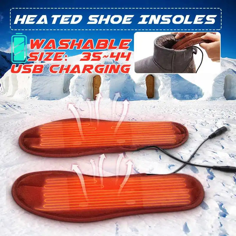 Unisex USB Charging Electric Heated Insoles for Shoes Winter Warmer Foot Heating Insole Boots Rechargeable Heater Pads Soles