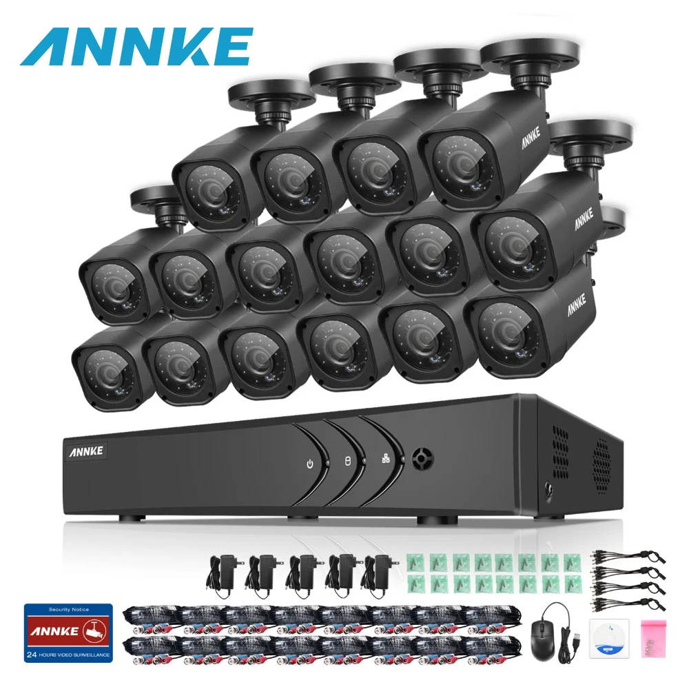

ANNKE 16CH 1080N DVR 720P HD CCTV System 16PCS 720P 1500TVL IR Outdoor Waterproof CCTV Security Camera Video Surveillance kit