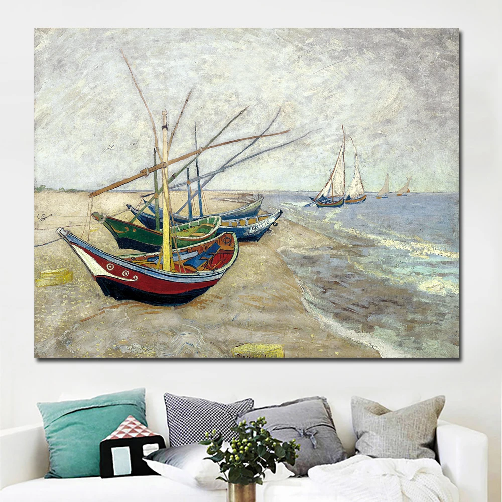 

SELFLESSLY Wall Sailboat by Vincent Van Gogh Famous Artist Impressionism Art Print Poster Wall Picture Canvas Oil Painting