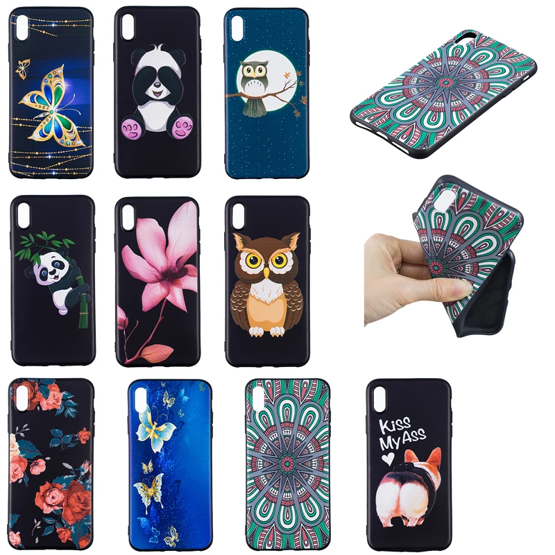 

Fashion 3D Relief Phone Soft Silicone TPU Black Case Cover Shell Coque Funda for Apple iPhone 5 5S SE 6 6S 7 8 Plus X XS Max XR