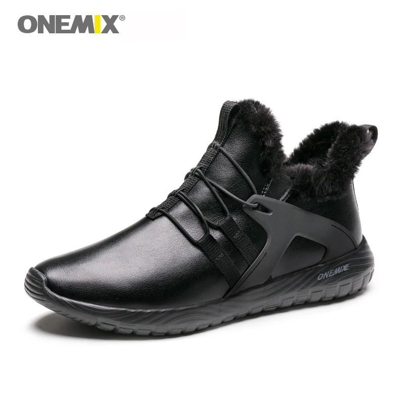 ONEMIX/черные теплые зимние кроссовки Мужские для бега botas de hombre Зимние ботильоны