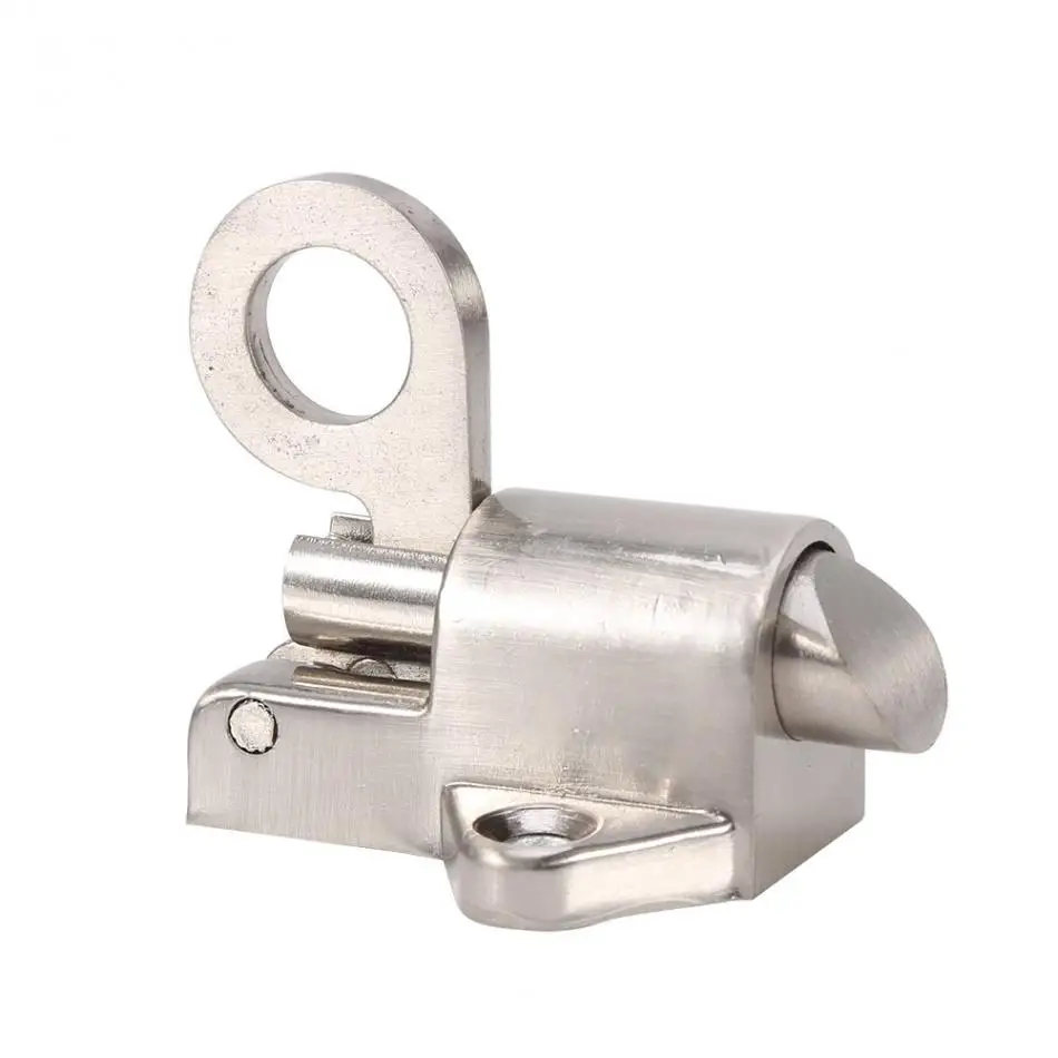 

Hot Sale Zinc Alloy Door Bolt Latch Lock Window Gate Security Pull Ring Spring Bounce Door Bolt Safty Gate Latch w/ Screw Silver