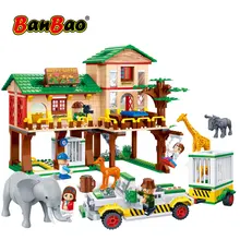 BanBao Building Blocks National Zoo Camp House Safari Animal Elephant Giraffe Bricks Educational Model Toys Kids Children 6651