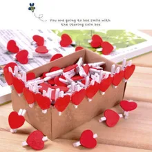20Pcs Heart Love Wooden Clothes Photo Paper Peg Pin Clothespin Craft Postcard Clips Home wedding Decoration