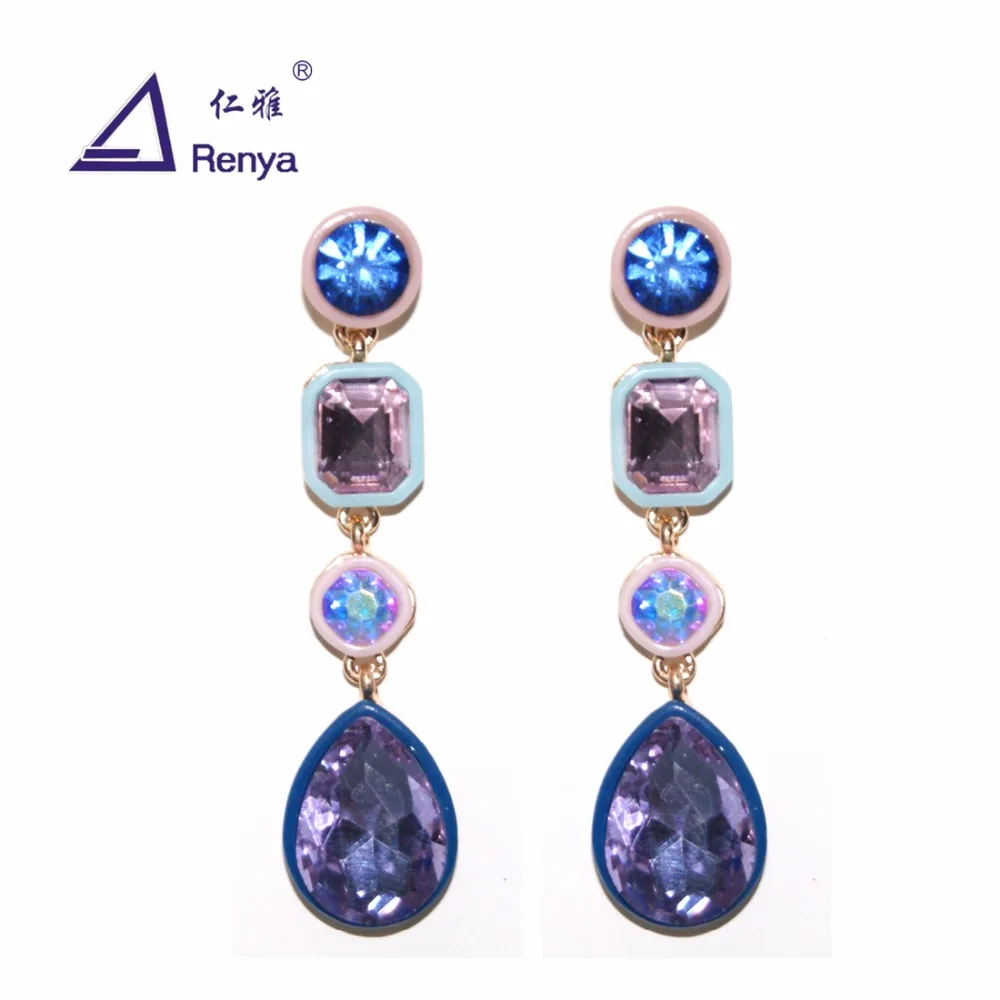 

Renya Multi Dangling Earrings For Women Pink Royal Blue Drop Crystal Pendant Earring Cindy Bohe Women Long Earrings Fashion